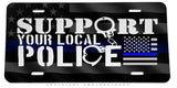 Support Your Local Police USA American Flag Auto Metal License Plate - OwnTheAvenue