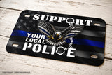 Support Your Local Police USA American Flag Bald Eagle Motorcycle License Plate - OwnTheAvenue