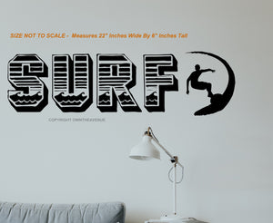 Surf Surfing Home Office Garage Wall Decor Decal - 22" x 6" Inches - OwnTheAvenue