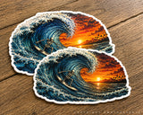 x2 Surfing Vinyl Sticker Decals 4" Inches Each