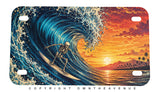 Surfing Waves Crashing Model V01 Motorcycle Metal License Plate