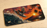Surfing Motorcycle Metal License Plate
