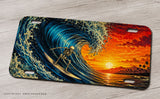 Surfing Waves Crashing Model V01 Motorcycle Metal License Plate