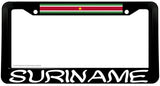 Suriname World Country Flag Black License Plate Frame - OwnTheAvenue