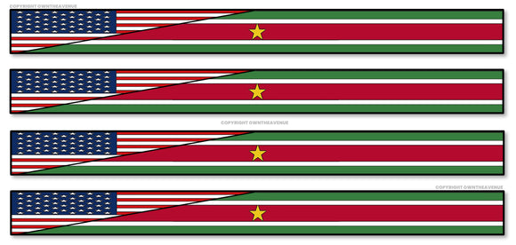 4Pcs Racing Stripes Suriname USA American Flag Sticker Decals 6