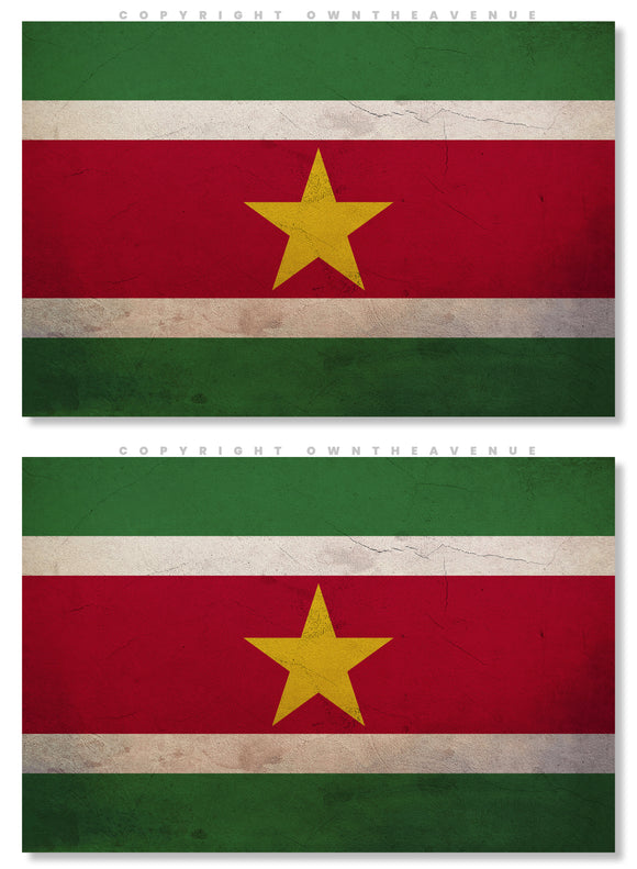 2Pcs Suriname Vintage Style Flags Sticker Decals 3.5