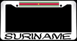 Suriname World Country Flag White License Plate Frame - OwnTheAvenue