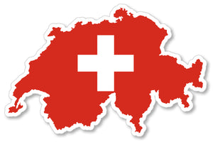 Switzerland flag country map outline car truck window bumper sticker decal 4" - OwnTheAvenue