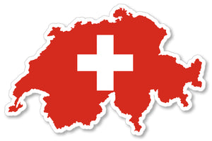 Switzerland flag country map outline car truck window bumper sticker decal 4"