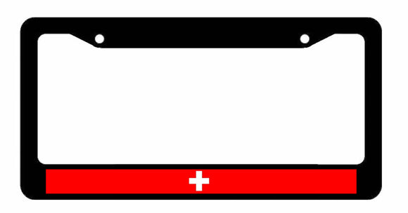 Switzerland Swiss Flag Country Stripe Racing Car Truck License Plate Frame