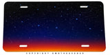 Stars Galaxy Outer Space Synth Wave Style Metal Auto License Plate