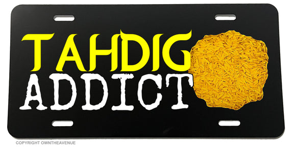 Tahdig Addict Crunchy Rice Persian Food Foodie Funny Joke License Plate Cover - OwnTheAvenue