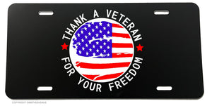 Thank a Veteran For Your Freedom American Flag License Plate Cover