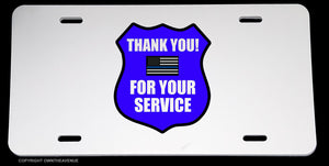 Thank you Support Police Law Enforcement blue color flag License Plate Cover