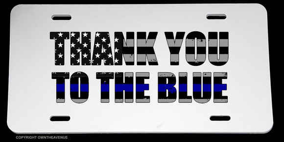Thank You To The Blue Support Police Grunge USA Flag License Plate Cover - OwnTheAvenue