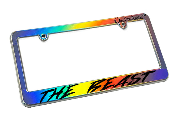 The Beast Turbo Truck Lift Mud Diesel Truck Holographic Wrapped License Plate Frame