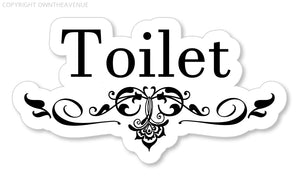 Toilet Door Sign Home Business Bathrooms Vinyl Sticker Decal 4.5"