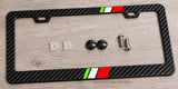 Italy Italian Flag Sport Stripe Racing Style Carbon Fiber License Plate Frame