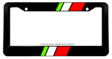 Italy Flag Sport Racing Stripe Drifting Model V01 Black License Plate Frame