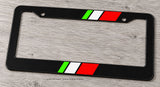 Italy Flag Sport Racing Stripe Drifting Model V01 Black License Plate Frame