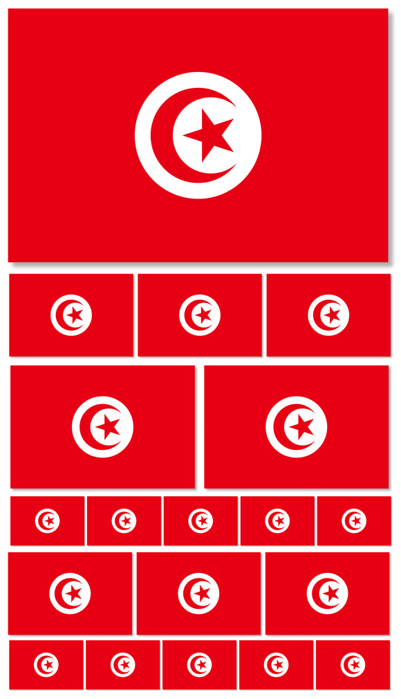 19Pcs Tunisia World Country Flag Assorted Assortment Vinyl Sticker Decals - OwnTheAvenue