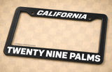 Twenty Nine Palms California Black Plastic License Plate Frame