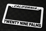 Twenty Nine Palms California White Plastic License Plate Frame