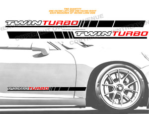 1 Pair Twin Turbo Side Stripe Sport Body Graphics Decoration Vinyl Decal Stickers