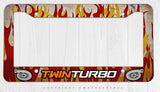 Twin Turbo JDM Racing Drifting Import Race Flames Fire License Plate Frame