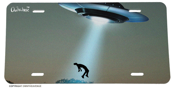 Flying Saucer UFO Alien Funny Joke Sci Fi OwnTheAvenue License Plate Cover