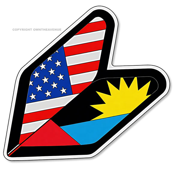 Wakaba Leaf USA American Antigua Flag JDM Racing Drifting Vinyl Sticker Decal 3.75