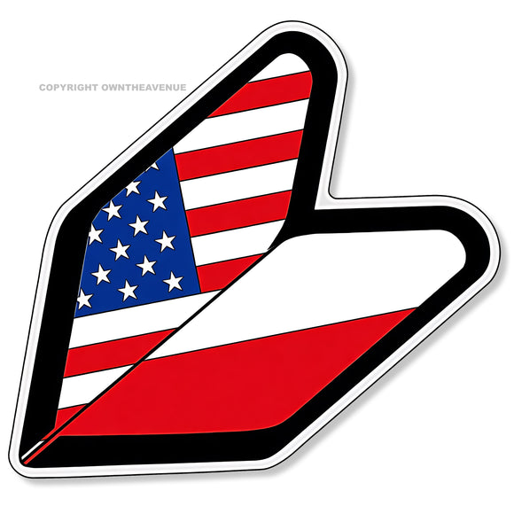 Wakaba Leaf USA American Austria Flag JDM Racing Drifting Vinyl Sticker Decal 3.75