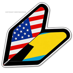 Wakaba Leaf USA American Bahamas Flag JDM Racing Drifting Vinyl Sticker Decal 3.75" - OwnTheAvenue