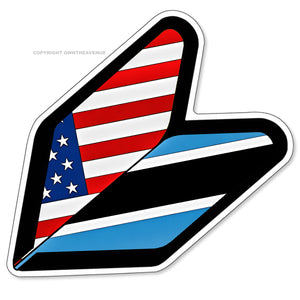 Wakaba Leaf USA American Batswana Flag JDM Racing Drifting Vinyl Sticker Decal 3.75" - OwnTheAvenue