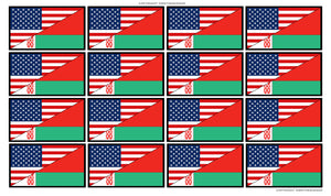 x12 Belarus USA World American Flag Country Vinyl Sticker Decals - 2"