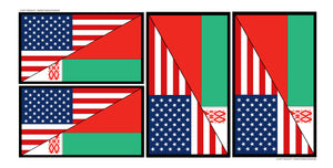 x4 Belarus USA World American Flag Country Vinyl Sticker Decals - 2" & 4" Inches