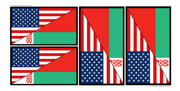 x4 Belarus USA World American Flag Country Vinyl Sticker Decals - 2