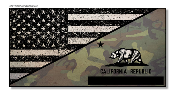 USA American Flag Distressed Tattered Cali California Flag Sticker Decal 3.5
