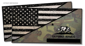 x2 USA American Flag Distressed Tattered Cali California Flag Sticker Decal 3.5" - OwnTheAvenue
