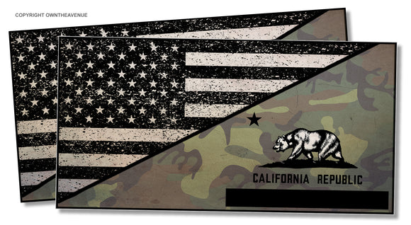 x2 USA American Flag Distressed Tattered Cali California Flag Sticker Decal 3.5