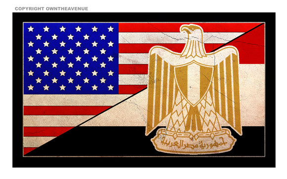 USA American Egypt Egyptian Vintage Style Flag Vinyl Sticker Decal 3.5