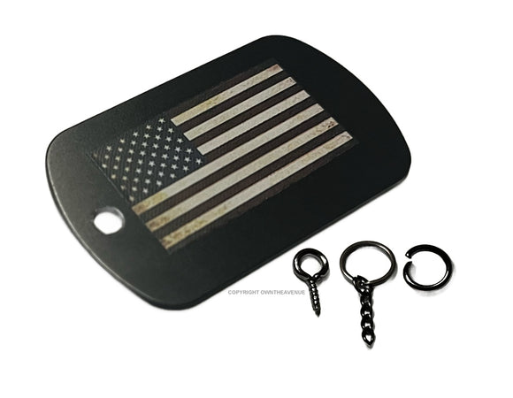 USA American Flag Tattered Keychain V02 Necklace Metal Tag - OwnTheAvenue