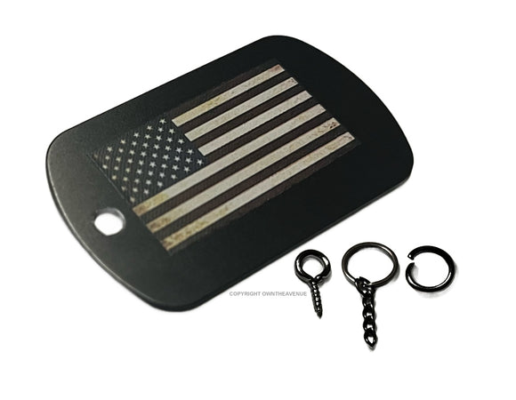 USA American Flag Tattered Keychain V02 Necklace Metal Tag