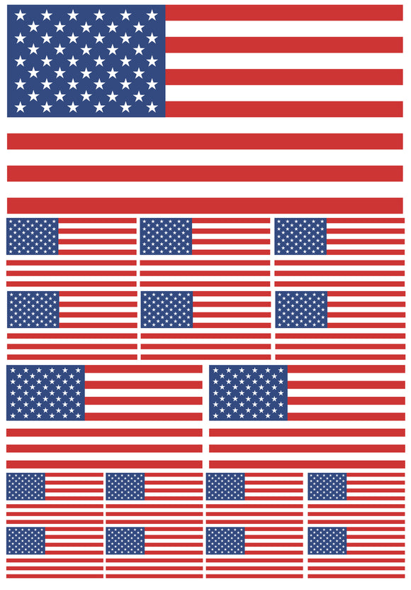 17Pcs Pack Lot USA American Flag Assortment Assorted Vinyl Sticker Decals