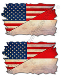 2Pcs Indonesia USA American Vintage Style Distressed V01 Flags Vinyl Sticker Decals - OwnTheAvenue
