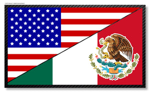 USA American Mexican Flag Carbon Print Vinyl Sticker Decal 3.5" - OwnTheAvenue
