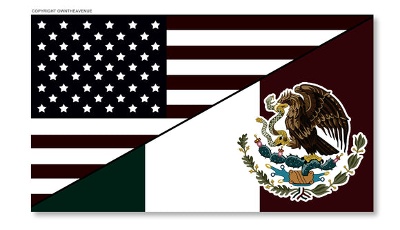 USA American Mexican Flag Subdue Subdued Vinyl Sticker Decal 3.5