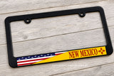 New Mexico USA American Flag Slim Style Black License Plate Frame
