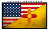 2Pcs New Mexico USA American Flag Rustic Style Vinyl Sticker Decal 4"