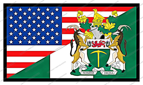 Rhodesia Rhodesian USA American Flag Vinyl Sticker Decal 3.5